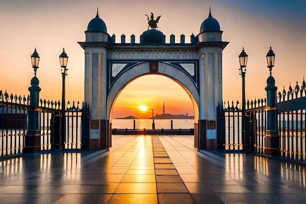 Puerta de entrada al atardecer en Estambul, Turquía