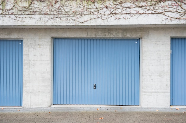 Puerta de garaje azul