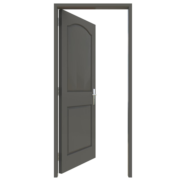 Puerta gris Un camino diseñado para un fácil acceso exhibido en un lienzo blanco aislado