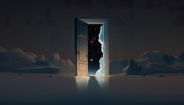 Puerta de hielo en el ártico ver Ilustración creativa Ai Generar