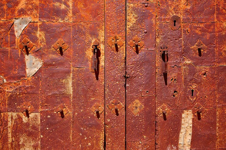 Foto puerta de la iglesia de moscardon en sierra albarracin teruel