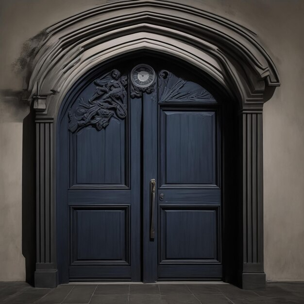 Puerta de madera en una antigua casa italiana aislada sobre un fondo blanco