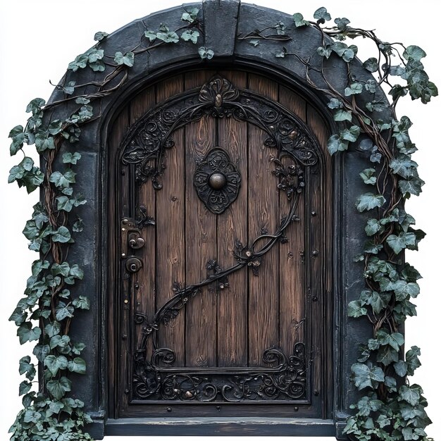 una puerta de madera con un círculo redondo en ella