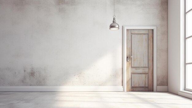 una puerta de madera con una luz