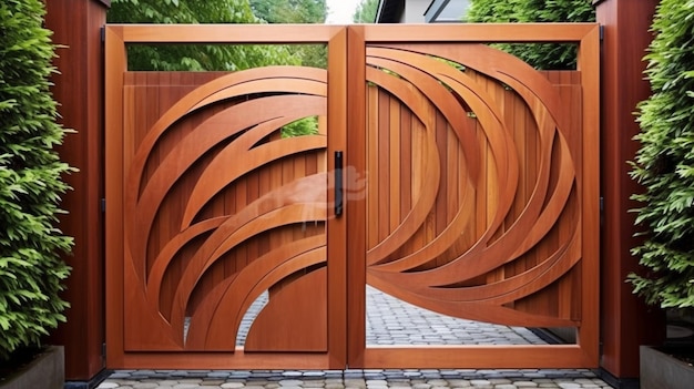 Foto una puerta de madera con un marco de madera que dice 