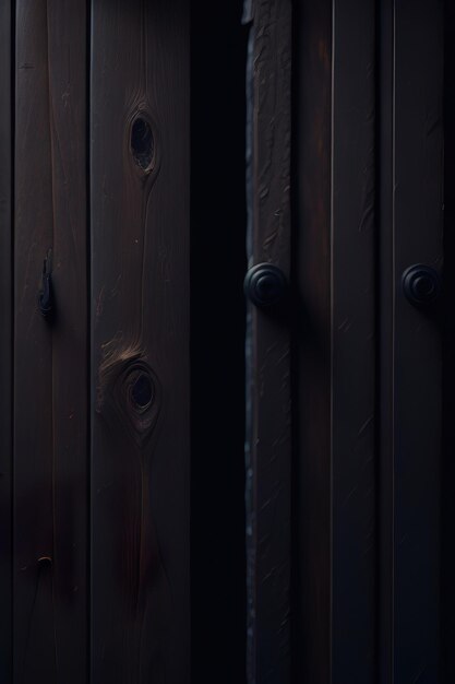 Foto una puerta de madera oscura con un marco de madera