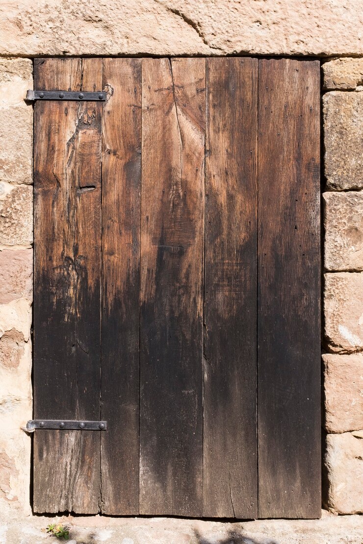Foto puerta de madera vieja dañada por años