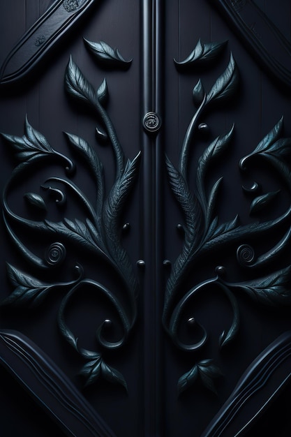 Una puerta negra con un diseño que dice "el nombre de la compañía"