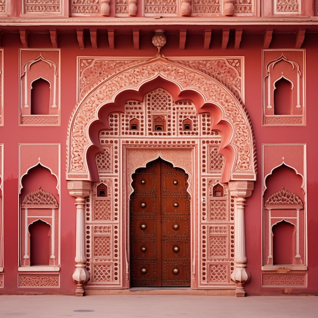 Puerta ornamental en el antiguo palacio india generativa ai