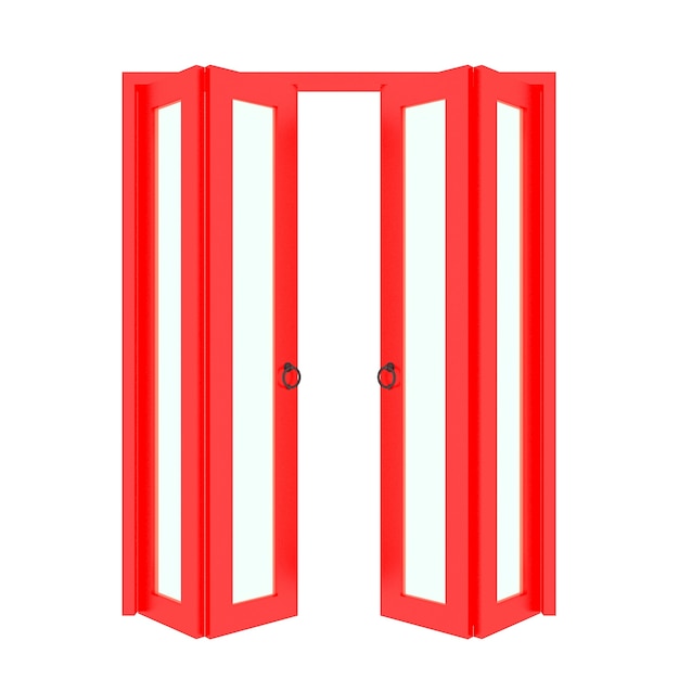 puerta plegable roja con parrilla 3d