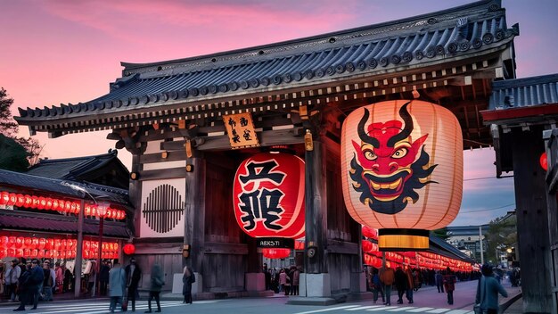 Puerta del santuario sensoji con una gran linterna roja