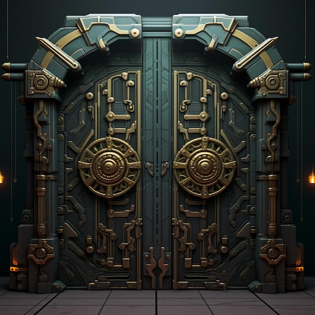 La puerta de seguridad de metal Cyberpunk