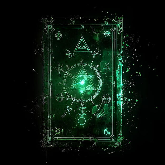 Puerta de Transmutación Alquímica con Símbolos Herméticos hecha con Objeto Glowing Diseño de Arte de Neón Y2K
