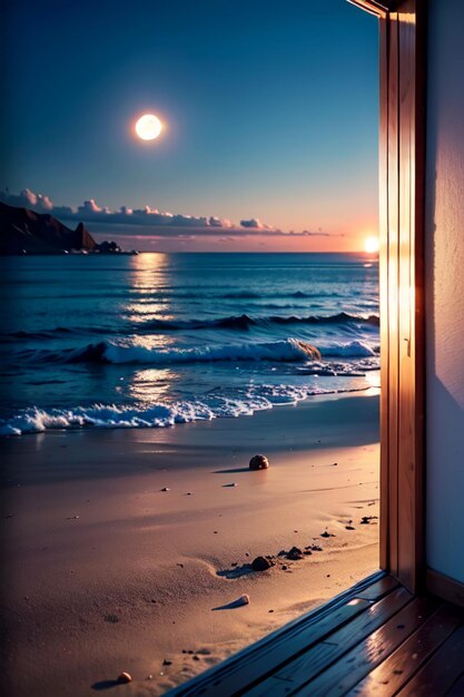 Una puerta en una ventana que dice 'playa'