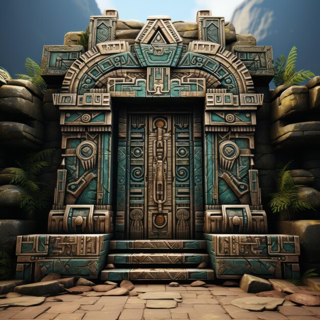 Foto puertas aztecas estilizadas