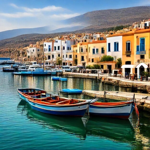 Foto un puerto con barcos y edificios en el fondo