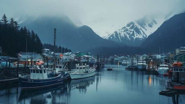 el puerto de Juneau Alaska por la mañana