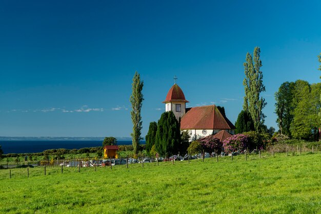 Puerto Varas Llanquihue Provinz Los Lagos Chile Fluss Pescado Kirche Patagonien Chile