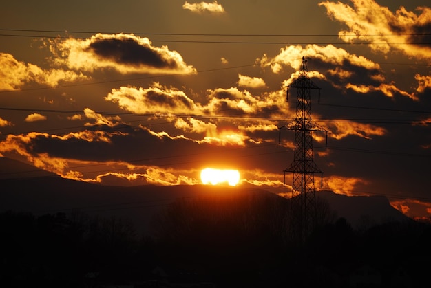 puesta de sol brillante