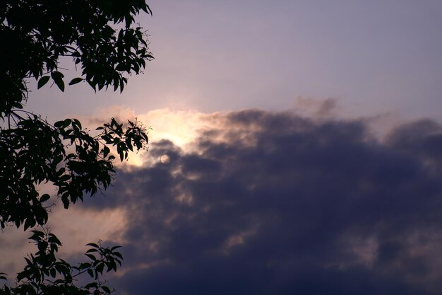 Puesta de sol cielo colorido con fondo de sol y nubes