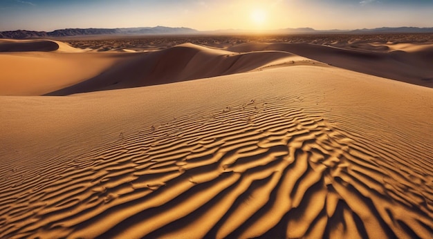 puesta de sol en el desierto escena panorámica del desierto arena en el paisaje del desierto