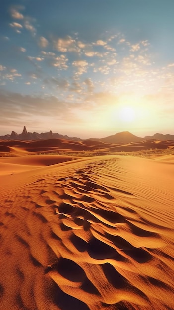 Puesta de sol en las dunas de arena