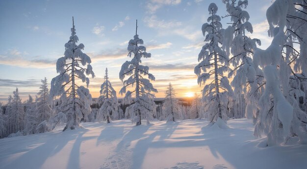 puesta de sol de invierno en las montañas puesta de sol en las montañas escena de invierno En el bosque escena de invier no