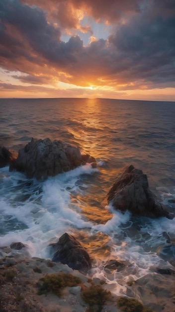 La puesta de sol en el mar en foros Ucrania Crimea 2016