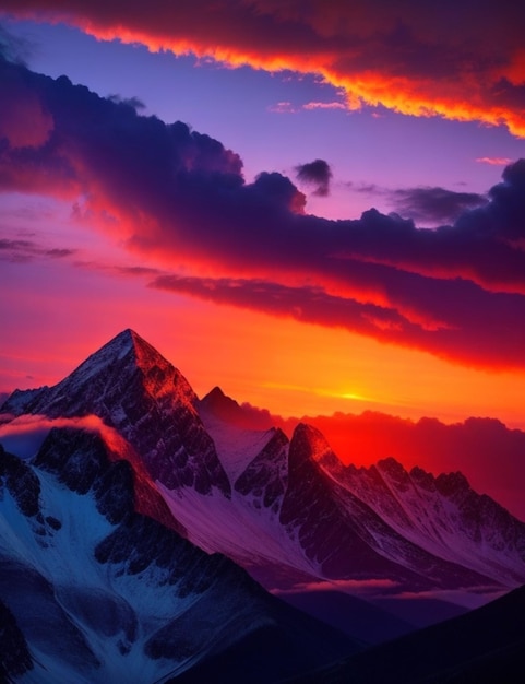 puesta de sol en la montaña