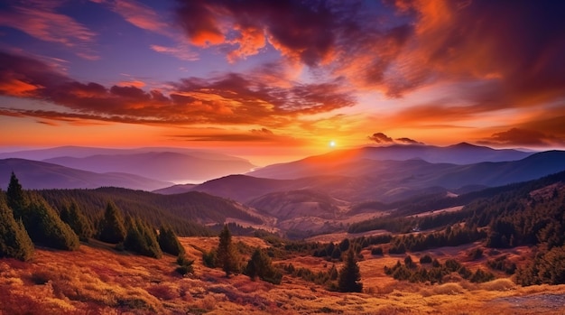 puesta de sol en las montañas amanecer paisaje