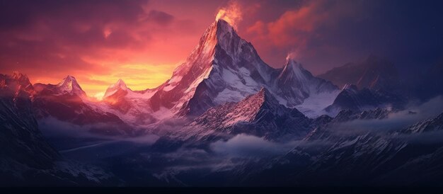 puesta de sol en las montañas