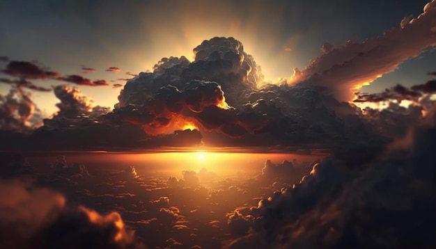 puesta de sol en las nubes