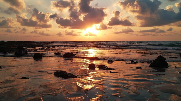 Foto la puesta de sol en la playa ar 169 v 6 id de trabajo 27b2632d48fc4907b85269fc90db85ea