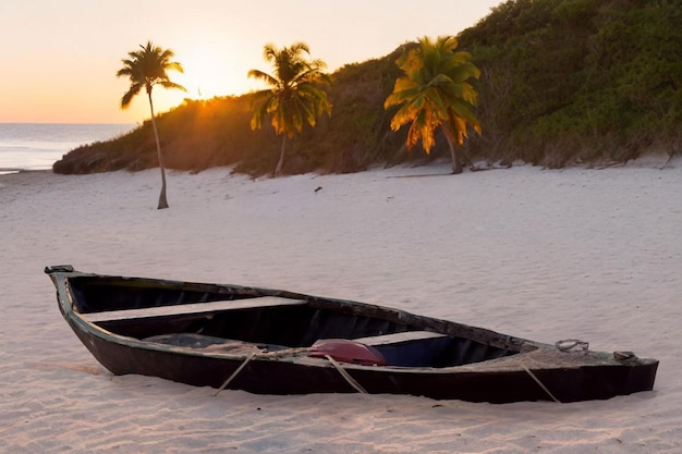 Puesta de sol en la playa con un entorno hermoso