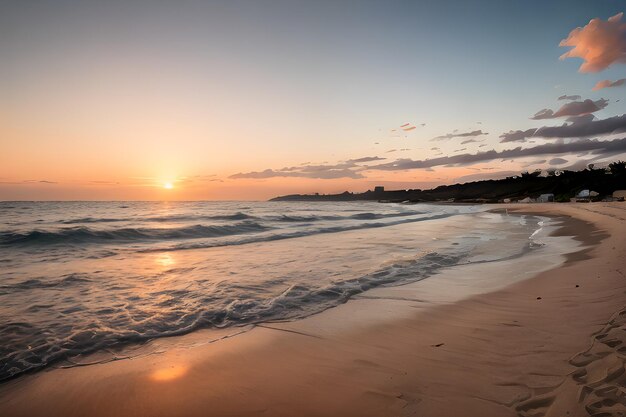 La puesta de sol en la playa