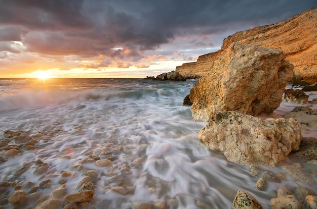 Puesta de sol en la playa