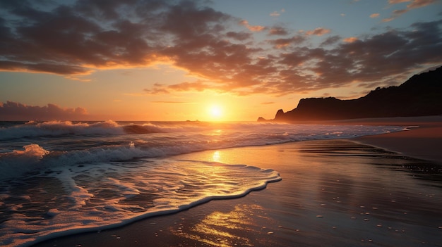 Foto una puesta de sol en la playa