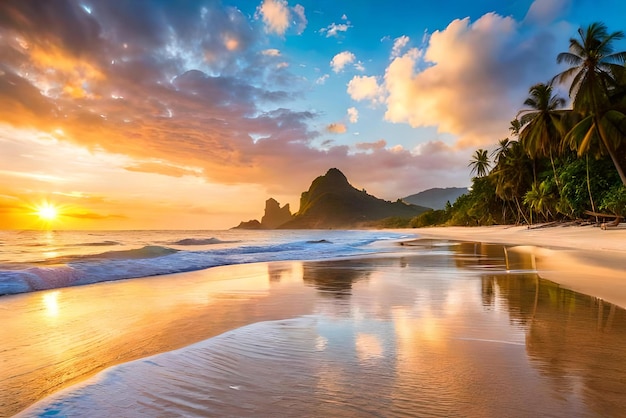 Una puesta de sol en la playa