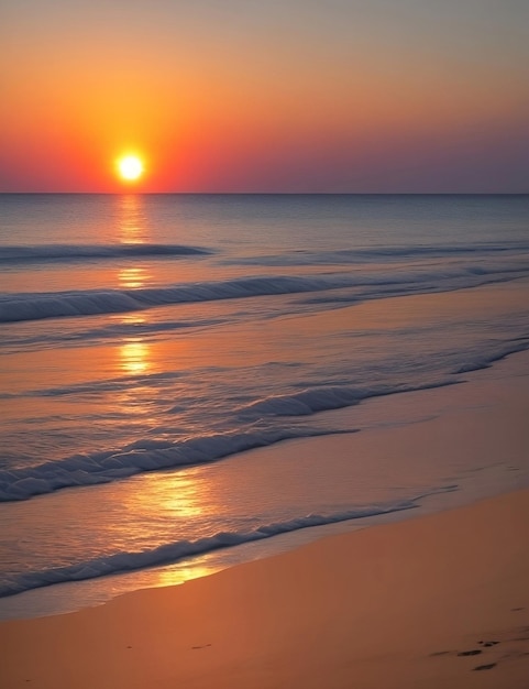 La puesta de sol en la playa