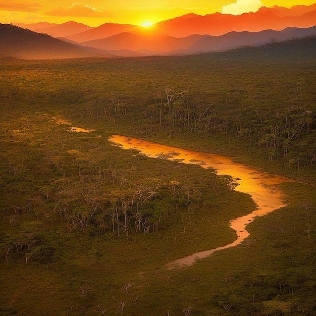 Foto una puesta de sol prismática