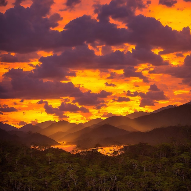 Foto una puesta de sol prismática