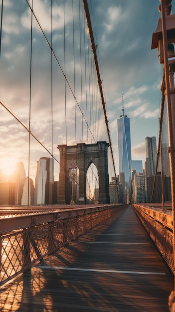 puesta de sol en el puente de brooklyn