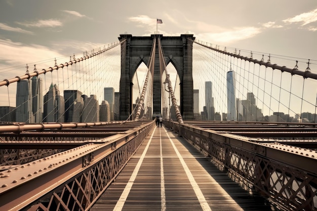 puesta de sol en el puente de brooklyn