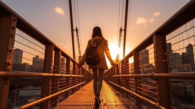 puesta de sol en el puente de brooklyn