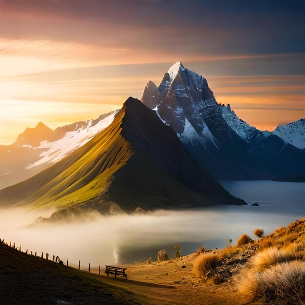 Puesta de sol con rayos de luz de nubes sobre el río con reflejos