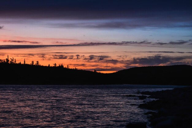 Puesta de sol en el río del norte