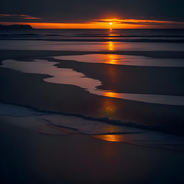 Una puesta de sol sobre el agua con la puesta de sol sobre el agua.