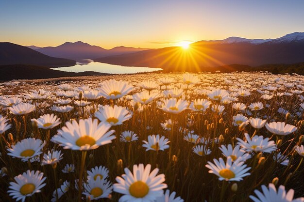 La puesta de sol sobre un campo de lavanda con una valla de madera rústica