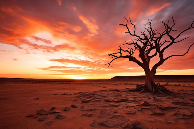 Una puesta de sol sobre el desierto