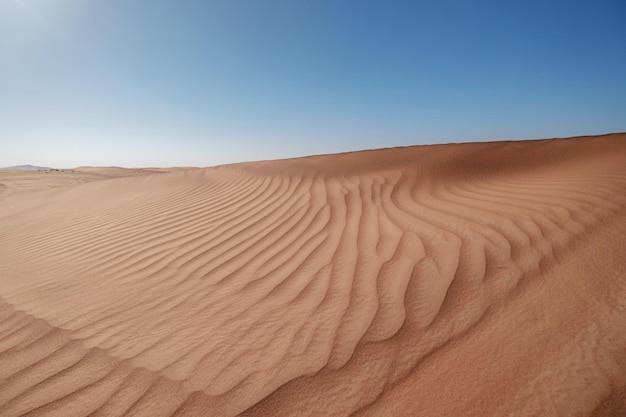 Puesta de sol sobre las dunas de arena en el desierto